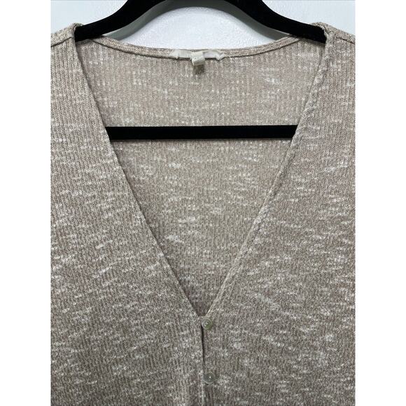 Maurices Women's Cardigan Beige Brown Pockets Ribbed Lagenlook Cottage Grandpa L - Picture 2 of 12